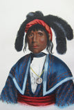 1848 Original Hand colored lithograph of MICANOPY, plate 33, A SEMINOLE CHIEF, from the octavo edition of McKenney & Hall’s History of the Indian Tribes of North America