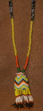 Unique Tribal Old Hand Crafted Colorful Rare Magic Spiritual Glass Trade Beads & Tassel Necklace, Ethnic Orang Ulu Ceremonial Status Symbol, Currency, Bride Price, collected in late 1900’s, Borneo, Kalimantan. NB10 + 1 Handmade Coconut Beads’ Chain