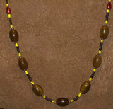 Unique Vintage Hand Crafted Ethnic Amber & Older Glass Trade Beads Necklace, Orang Ulu, Iban & Dayak tribal wear, also Local Currency, Borneo: NECK33 + 1 Flapper Coconut necklace