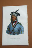 1848 Original Hand colored lithograph of O-POTH-LE-YO-HO-LO, SPEAKER OF THE COUNCILS, plate 34, from the octavo edition of McKenney & Hall’s History of the Indian Tribes of North America (OPOTHLEYOHOLO)