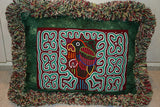 Kuna Indian Traditional Quilted Mola Blouse Panel from San Blas Islands, Panama. Hand Stitched Folk Art Reverse Applique: Butterfly with Maze Background 15" x 12"  (52A)