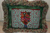 Kuna Indian Folk Art Mola Blouse Panel from San Blas Islands, Panama. Hand stitched Reverse Applique: Geometric Abstract Mirror Image Sand Timers 16" x 13" (34A)