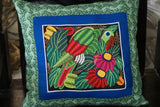 Kuna Indian Abstract Mola blouse panel from San Blas Island Panama celebrating Cinquo de mayo. Minute Hand stitched Applique Art: Labyrinth Maze Panel Spoonbill 16.5" x 13.5"  (77B)