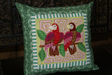 Kuna Indian Folk Art Tribal Mola Blouse Panel from San Blas Islands, Panama. Hand stitched Applique: Parrot 12" x 11"  (9)