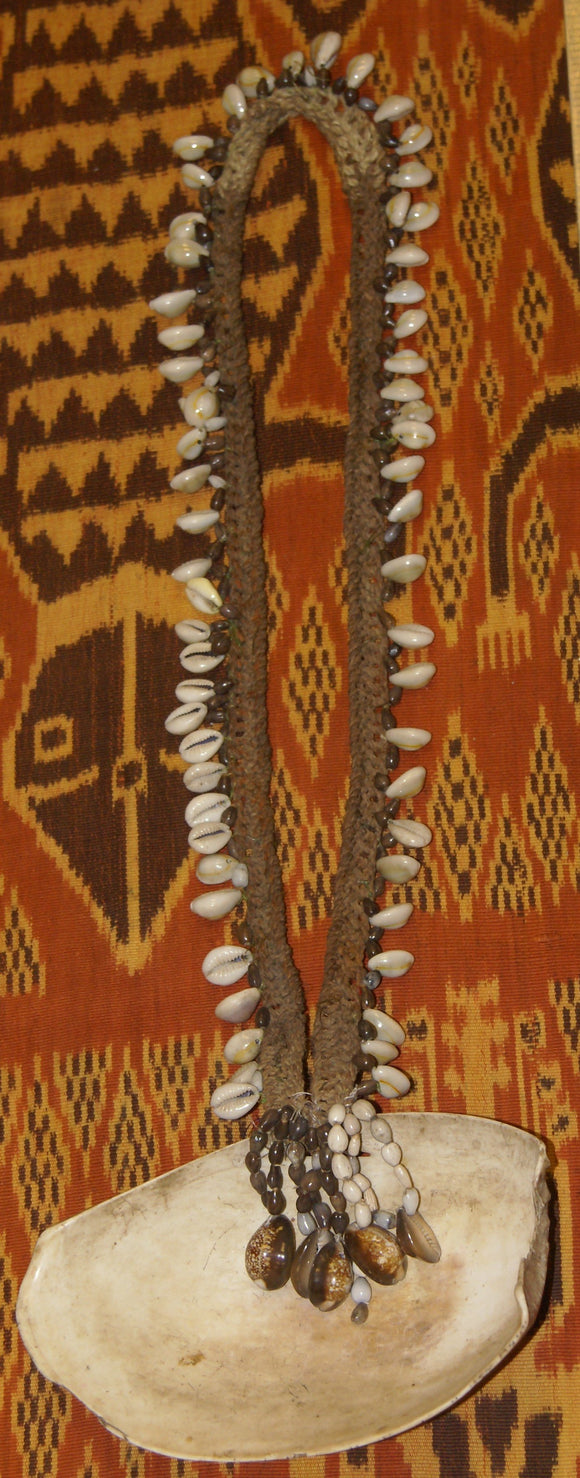 Bilas Melomelo Tribal Baler Cymbium Shell & Currency belt, Called Gam by the Primitive Mendi Tribe’s “Big Men” that wear them as Imposing Pectoral Adornments, also Currency, Bride Price, Collected in late 1900’s, Southern Highlands, Papua New Guinea BAL9