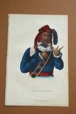 1855 Original Hand colored lithograph of  ITCHO-TUSTENNUGGEE (ITCHOTUSTENNUGGEE)  from the octavo edition of McKenney & Hall’s History of the Indian Tribes of North America