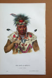 1848 Original Hand colored lithograph of NE-SOU-A-QUOIT, A FOX CHIEF, plate 16, from the octavo edition of McKenney & Hall’s History of the Indian Tribes of North America (NESOUAQUOIT)