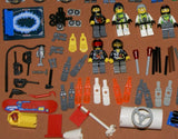 CUSTOM LEGO SET, ARTIC BLAST: 835 PCS, 28 NOW RARE RETIRED MINIFIGURES (1982-2010), SKI PATROL, SKIERS, SNOWBOARDERS, POLAR BEAR, IGLOO, CABLE CARS, OBSERVATION TOWER, 8 VEHICLES, SOME SNOW MOBILES, SNACK BAR, CELL TOWERS, OCTON STATION ETC... (KIT 17)