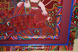 Kuna Indian Folk Art Mola Blouse Panel from San Blas Islands, Panama. Handstitched Reverse Applique: Conquistador Riding a Flying Horse While Blowing His Horn 17.5" x 12.25" (41A)