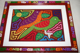 Kuna Indian Cinquo De Mayo Mola blouse panel from San Blas Island, Panama. Detailed Hand stitched Applique Folk Art: Pelican Labyrinth Maze Textile, Cinquo de Mayo Celebration 16" x 13.5" (77A)