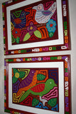 Kuna Indian Folk Art Tribal Mola Blouse Panel from San Blas Islands, Panama. Hand stitched Applique: Parrot 12" x 11"  (9)