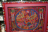 Kuna Indian Abstract Traditional Mola blouse panel from San Blas Islands, Panama. Hand stitched Applique: Animals 16.5" x 13.25"  (72B)