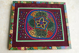 Kuna Indian Folk Art Mola Blouse Panel from San Blas Islands, Panama. Hand stitched Applique: Geometric Leaping Frogs 17.5" x 14"  (41B)