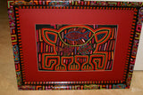 Kuna Indian Folk Art Mola Blouse Panel from San Blas Islands, Panama. Hand-stitched Reverse Applique: Machete / Dagger Motif 16.25" x 12” (54A)