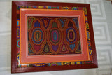 Kuna Indian Textile Folk Art, Mola Blouse Panel from San Blas Islands, Panama. Hand Stitched Applique:  Musical Theme, Maracas Rattle, 17" x 12.5" (16A)