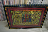 Kuna Indian Folk Art Mola Blouse Panel from San Blas Islands, Panama. Hand stitched Reverse Applique: Geometric Abstract Mirror Image Sand Timers 16" x 13" (34A)