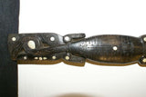 South Pacific Art hand carved Ebony Crocodile Alligator Effigy Mother Pearl 1A23