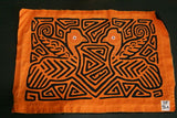 Kuna Indian Abstract Art Mola Applique Panel from San Blas Islands, Panama with Traditional optical illusion: Detailed hand stitched Bird Labyrinth Maze 15.5" x10.75"  (96A)