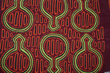 Kuna Indian Art Mola Blouse Panel from San Blas Islands, Panama. Hand stitched Reverse Applique: Geometric Abstract Musical Maraca Gourds or Water Jugs 16.5" x 12.75" (12B)