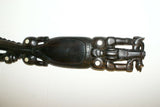 Rare Oceanic Hand Carved Ebony Crocodile Alligator Carving Mother Pearl 1A24,25