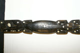 South Pacific Art hand carved Ebony Crocodile Alligator Effigy Mother Pearl 1A23