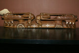 Rare South Pacific Hand Carving Rosewood Mother Pearl Lobsters Sculpture 1A13