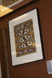 CUSTOM FRAMED Rare Tapa Kapa Bark Cloth (Kapa in Hawaii), from Lake Sentani, Irian Jaya, Papua New Guinea. Hand painted with natural pigments by a Tribal Artist: Abstract Geometric Stylized Turtle Motifs 9.75" x 7.75" (DFBA12)