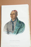 1855 Original Hand colored lithograph of THAYENDANEGEA, GREAT CAPTAIN OF THE SIX NATIONS, from the octavo edition of McKenney & Hall’s History of the Indian Tribes of North America