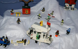 CUSTOM LEGO SET, ARTIC BLAST: 835 PCS, 28 NOW RARE RETIRED MINIFIGURES (1982-2010), SKI PATROL, SKIERS, SNOWBOARDERS, POLAR BEAR, IGLOO, CABLE CARS, OBSERVATION TOWER, 8 VEHICLES, SOME SNOW MOBILES, SNACK BAR, CELL TOWERS, OCTON STATION ETC... (KIT 17)