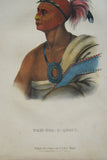 1855 Original Hand colored lithograph of TAH-COL-O-QUOIT, from the octavo edition of McKenney & Hall’s History of the Indian Tribes of North America TAHCOLOQUOIT