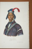 1848 Original Hand colored lithograph of Yaha Hajo (Mad Wolf), Seminole War Chief, plate 58, from the octavo edition of McKenney & Hall’s History of the Indian Tribes of North America (YAHAHAJO)