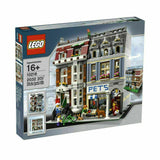 NEW IN SEALED BOX: RETIRED, NOW RARE, COLLECTOR LEGO KIT: PET SHOP SET (KIT 10218)  PERFECT GIFT. 2032 PIECES, 4 MINIFIGURES, DOG, CAT, PARROTS, GOLD FISH TANK, BIRD HOUSE. 10"X10,5" YEAR 2010 MODULAR BUILDING